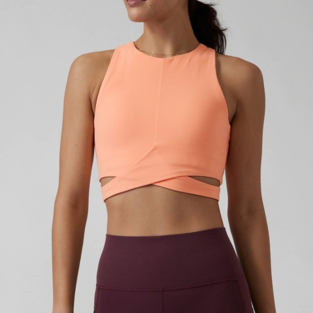 Athleta Conscious Crop Cut Out Bra - Bright Peach - Size Medium, D-DD Cup